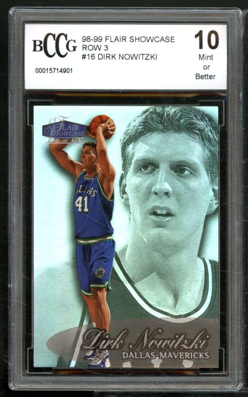 Dirk Nowitzki Rookie Card 1998-99 Flair Showcase Row 3 #16 BGS BCCG 10 Image 1