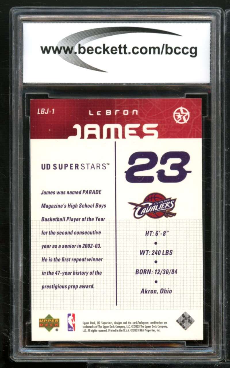 LeBron James Rookie Card 2003-04 UD Superstars #LBJ-1 BGS BCCG 9 Image 2