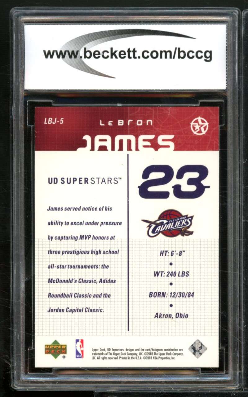 LeBron James Rookie Card 2003-04 UD Superstars #LBJ5 BGS BCCG 9 Image 2