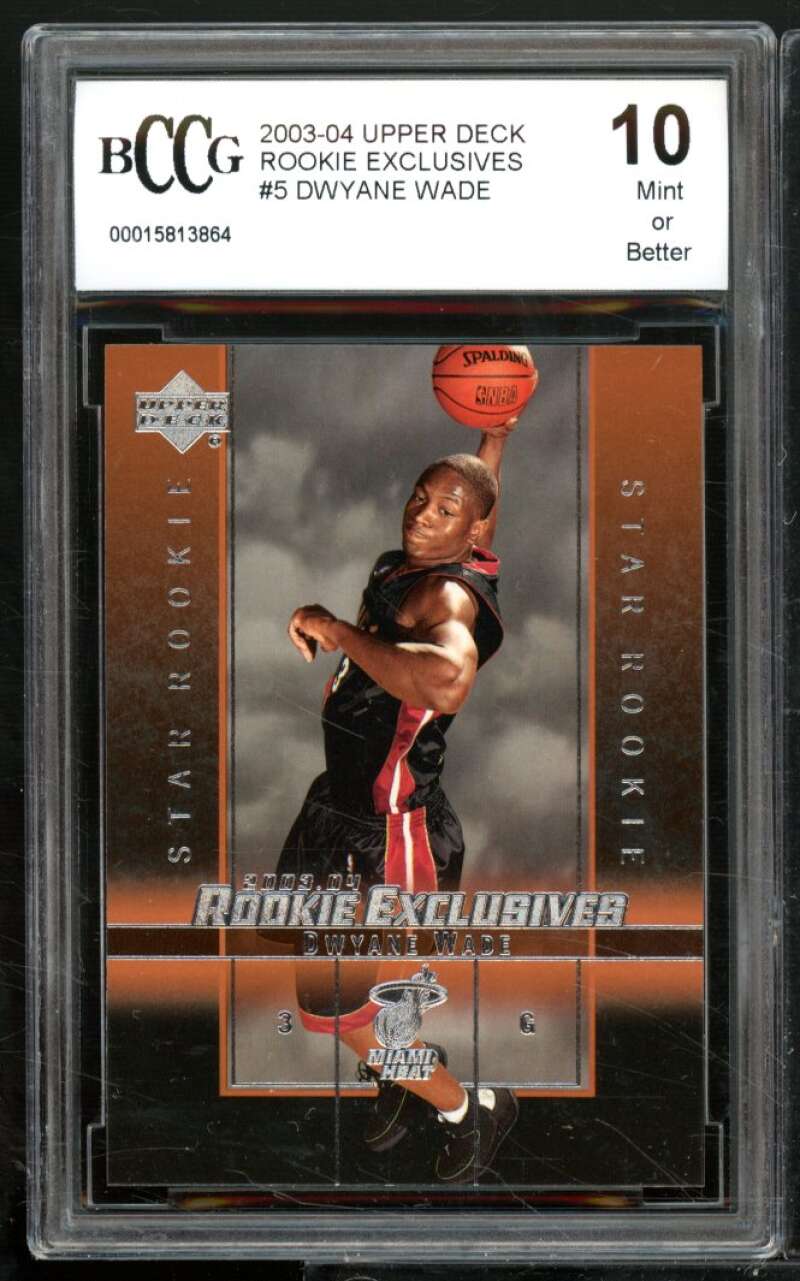 Dwyane Wade Rookie Card 2003-04 Upper Deck Rookie Exclusives #5 BGS BCCG 10 Image 1