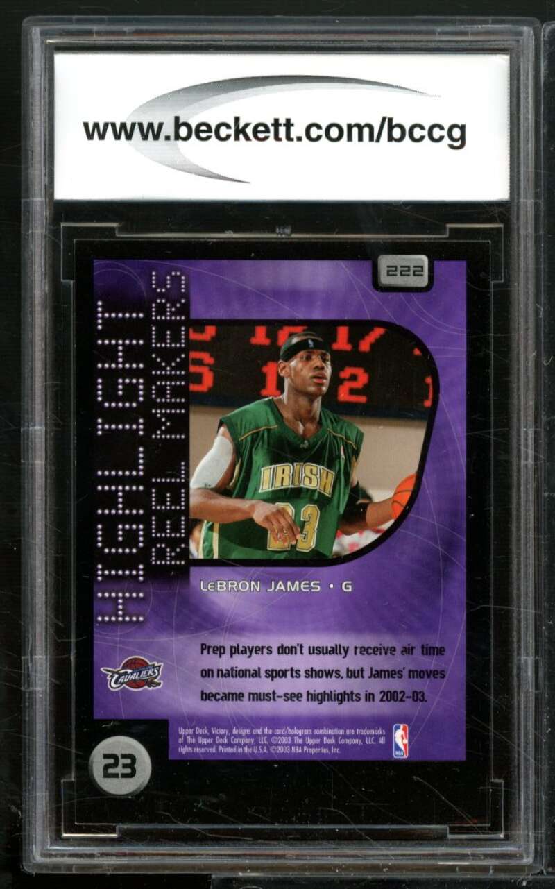 LeBron James Rookie Card 2003-04 Upper Deck Victory #222 BGS BCCG 8 Image 2