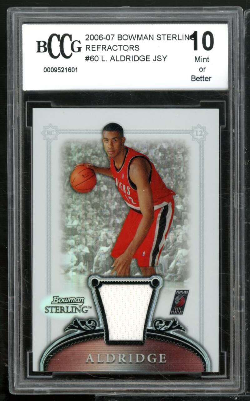 LaMarcus Aldridge Rookie Card 2006-07 Bowman Sterling Refractors #60 BGS BCCG 10 Image 1