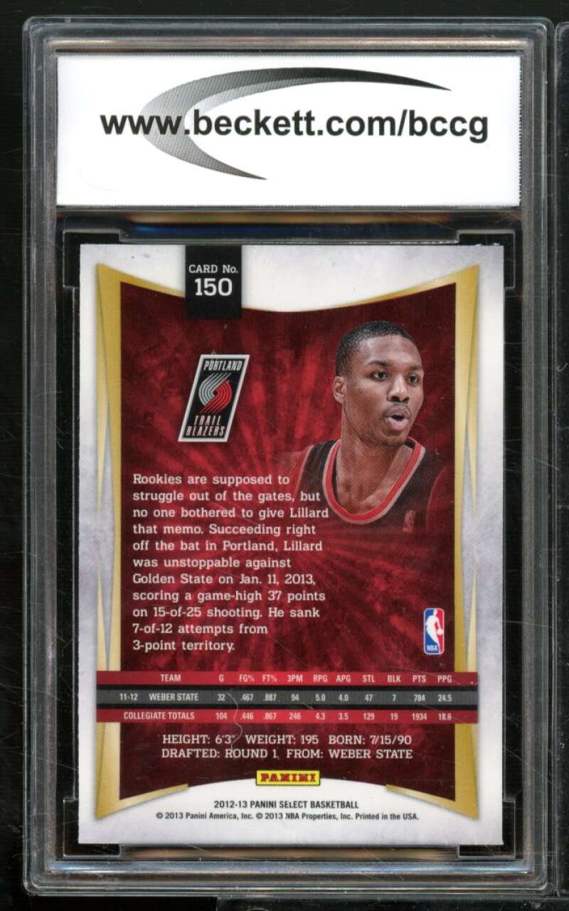 Damian Lillard Rookie Card 2012-13 Select #150 BGS BCCG 8 Image 2