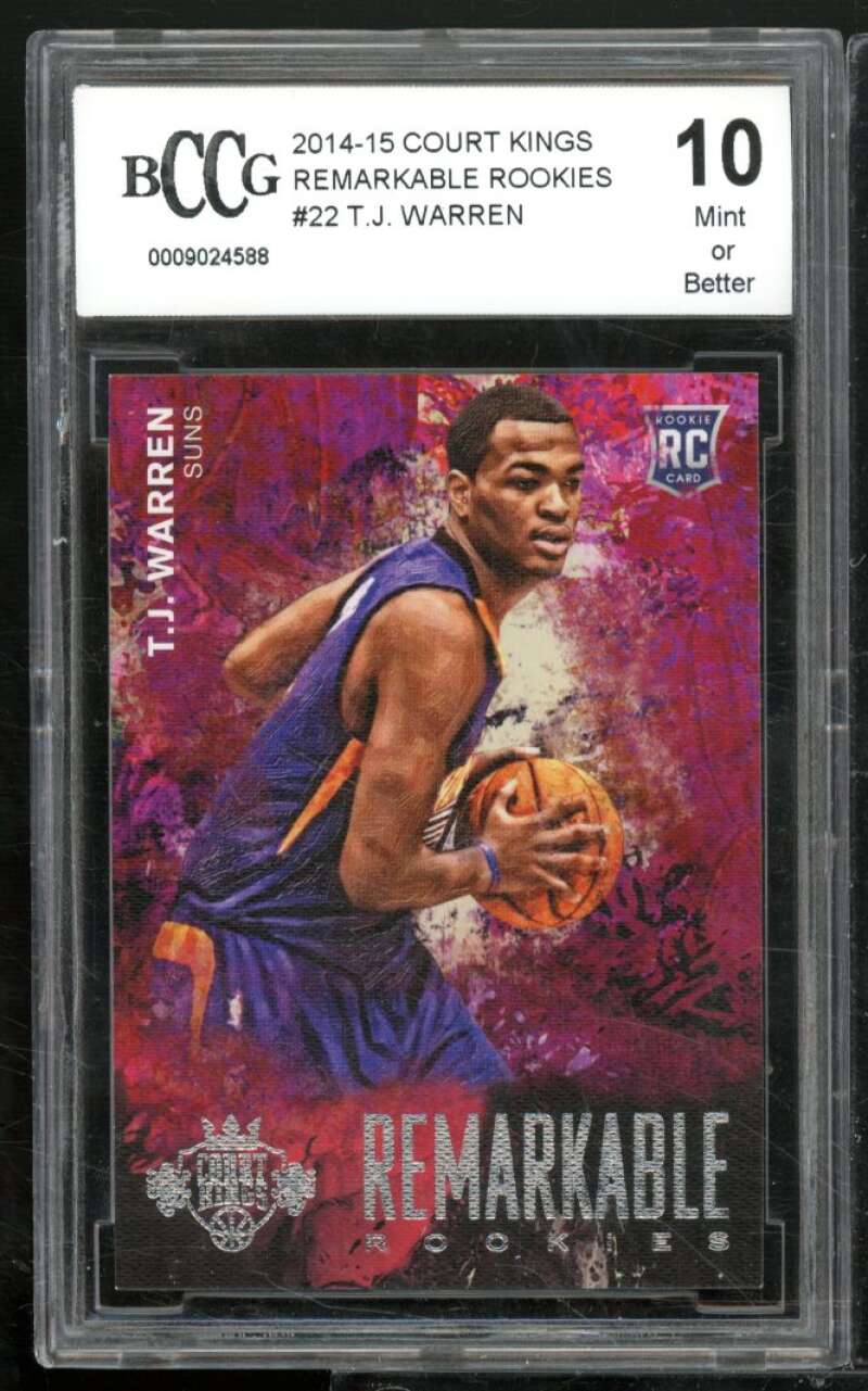 T.J. Warren Rookie Card 2014-15 Court Kings Remarkable Rookies #22 BGS BCCG 10 Image 1