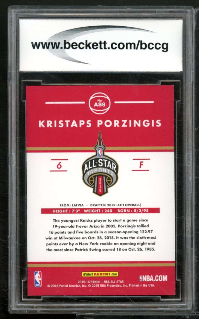 Kristaps Porzingis All-Star Game Card 2015-16 Donruss #AS8 BGS BCCG 10 Image 2