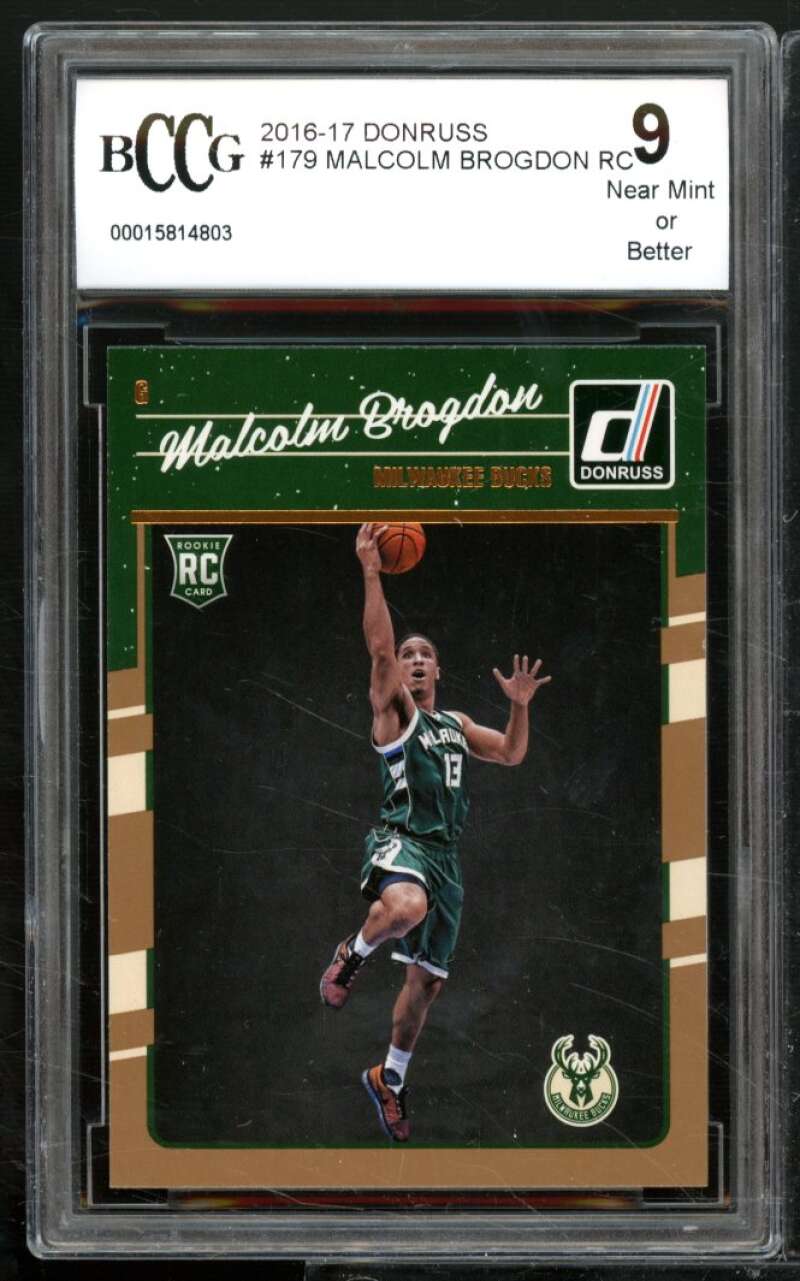 Malcolm Brogdon Rookie Card 2016-17 Donruss #179 BGS BCCG 9 Image 1