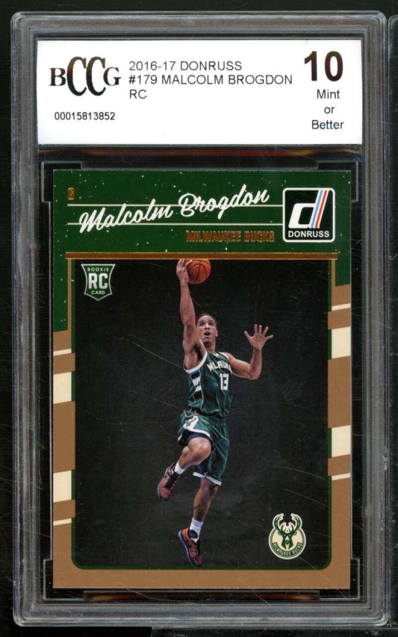 Malcolm Brogdon Rookie Card 2016-17 Donruss #179 BGS BCCG 10 Image 1