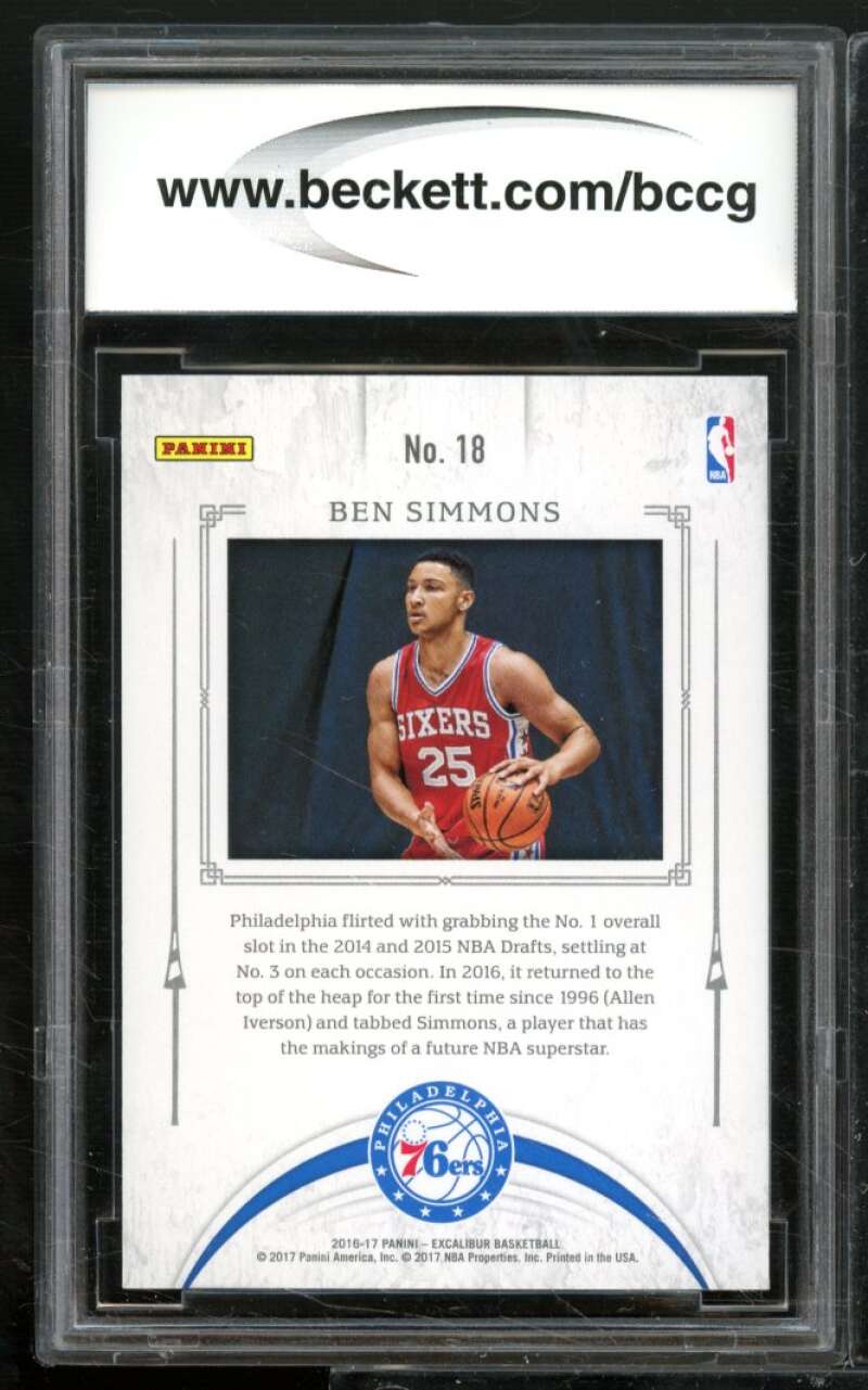 Ben Simmons Rookie Card 2016-17 Panini Excalibur Jousting #18 BGS BCCG 10 Image 2