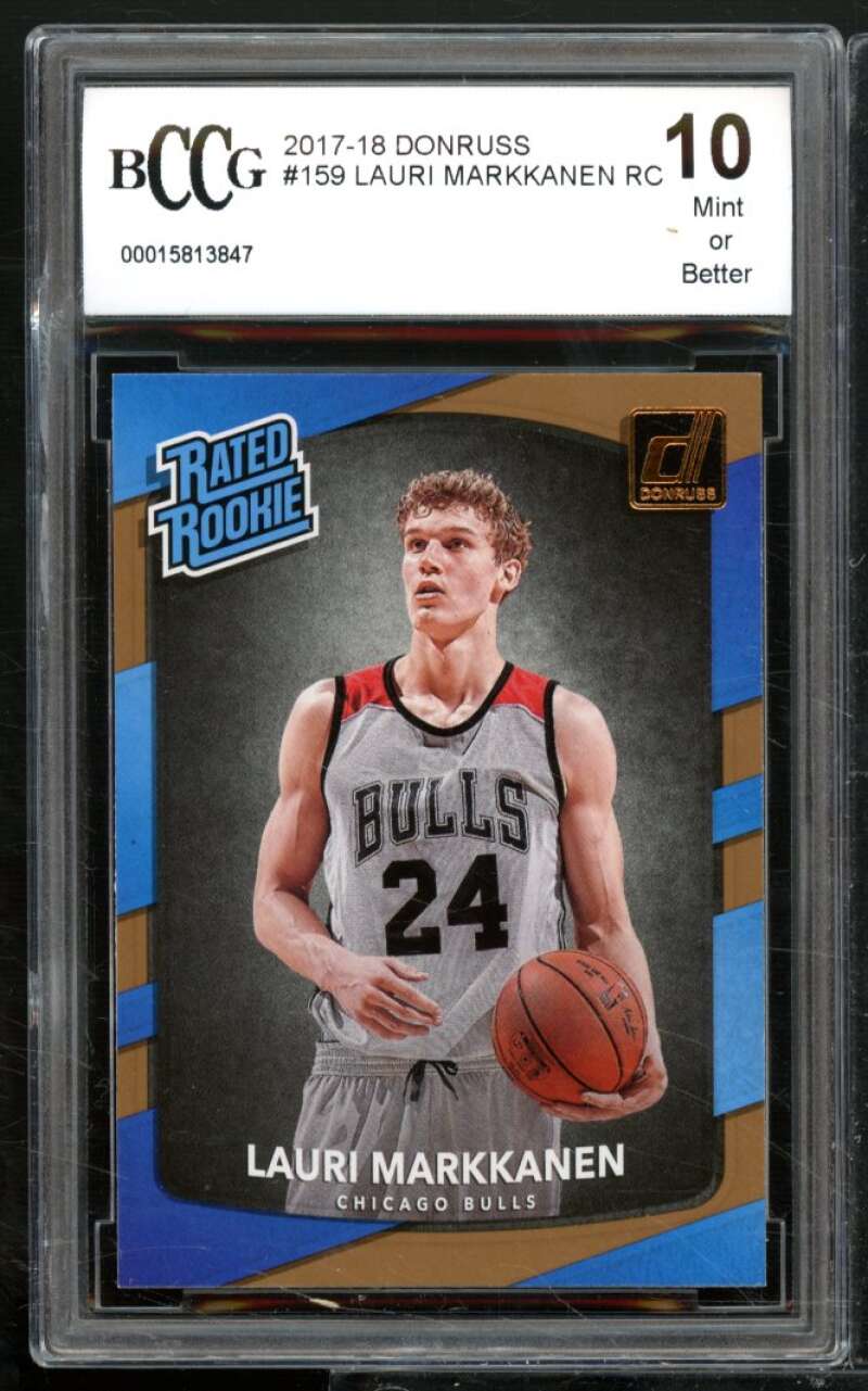 Lauri Markkanen Rookie Card 2017-18 Donruss #159 BGS BCCG 10 Image 1