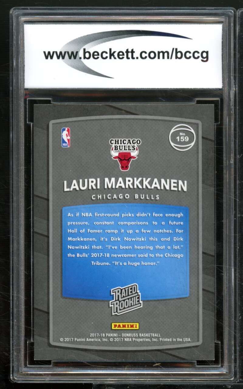 Lauri Markkanen Rookie Card 2017-18 Donruss #159 BGS BCCG 10 Image 2