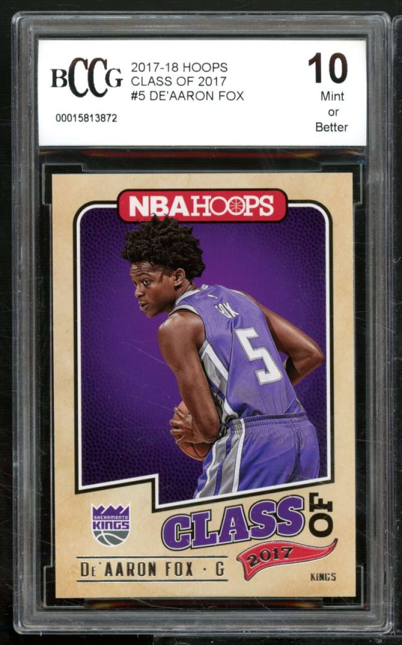 De'Aaron Fox Card 2017-18 Hoops Class Of 2017 #5 BGS BCCG 10 Image 1