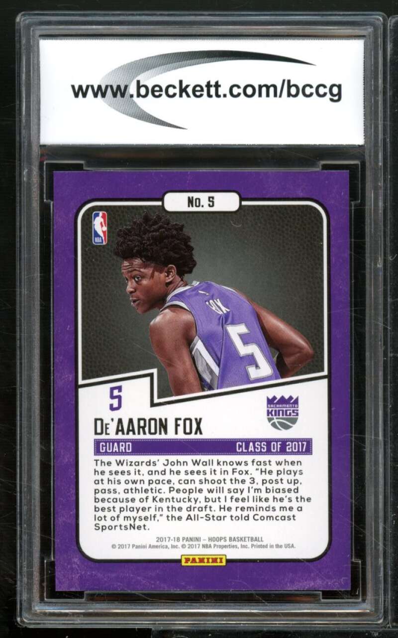 De'Aaron Fox Card 2017-18 Hoops Class Of 2017 #5 BGS BCCG 10 Image 2