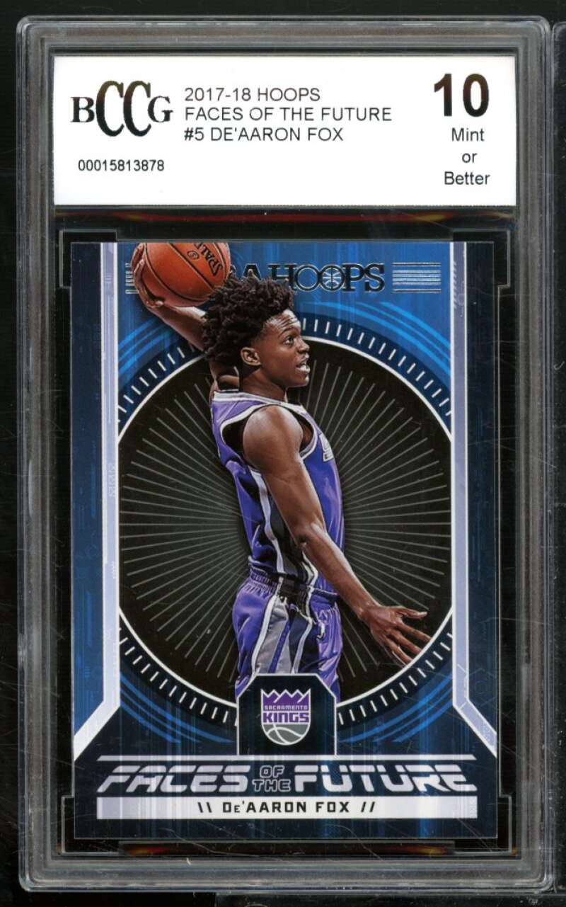 De'Aaron Fox Card 2017-18 Hoops Faces Of The Future #5 BGS BCCG 10 Image 1