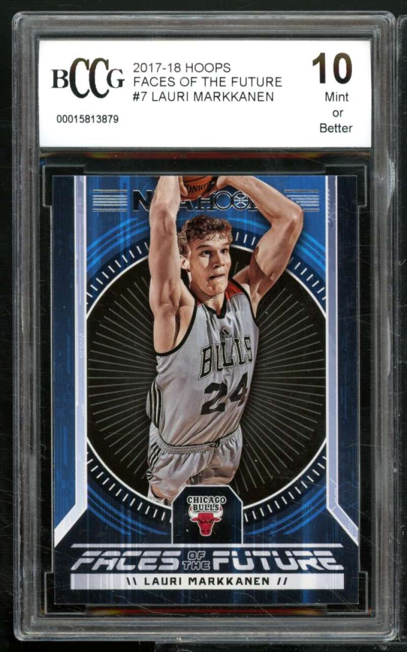 Lauri Markkanen Rookie Card 2017-18 Hoops Faces Of The Future #7 BGS BCCG 10 Image 1