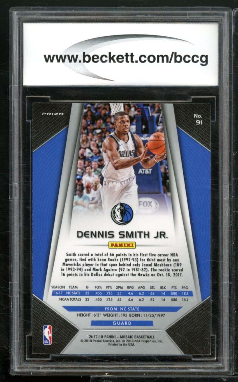 Dennis Smith Jr. Rookie Card 2017-18 Panini Prizm Mosaic #91 BGS BCCG 10 Image 2