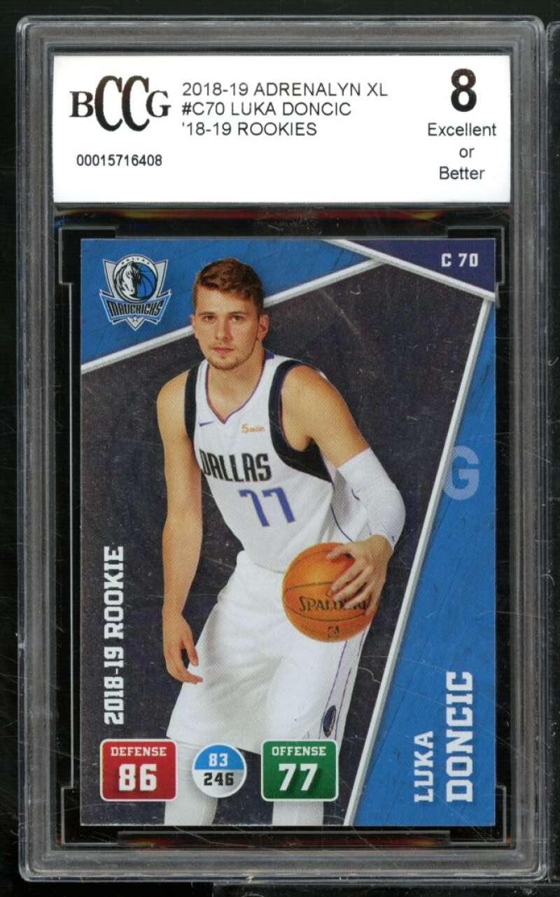 Luka Doncic Rookie Card 2018-19 Panini Adrenalyn XL #c70 BGS BCCG 8 Image 1