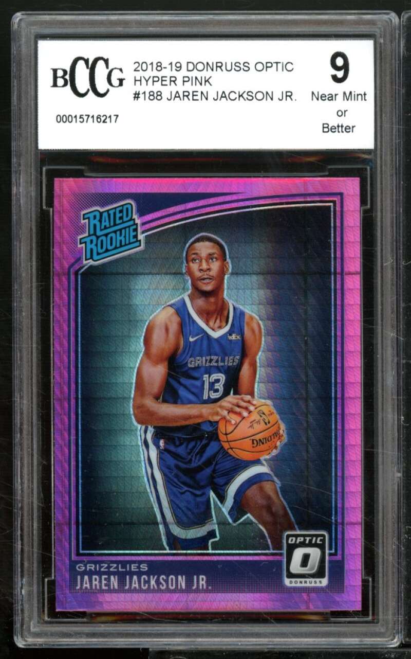 Jaren Jackson Jr. Rookie Card 2018-19 Donruss Optic Hyper Pink #188 BGS BCCG 9 Image 1