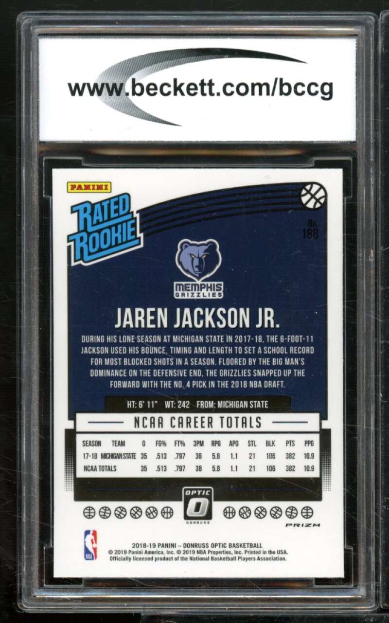 Jaren Jackson Jr. Rookie Card 2018-19 Donruss Optic Hyper Pink #188 BGS BCCG 9 Image 2