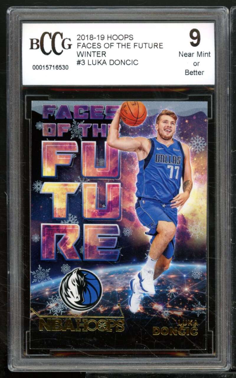 Luka Doncic Rookie Card 2018-19 Hoops Faces Of The Future Winter #3 BCCG 9 Image 1