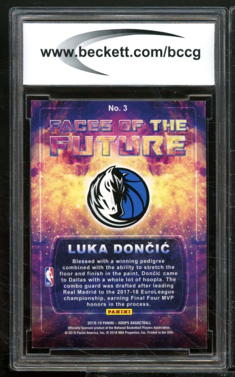 Luka Doncic Rookie Card 2018-19 Hoops Faces Of The Future Winter #3 BCCG 9 Image 2