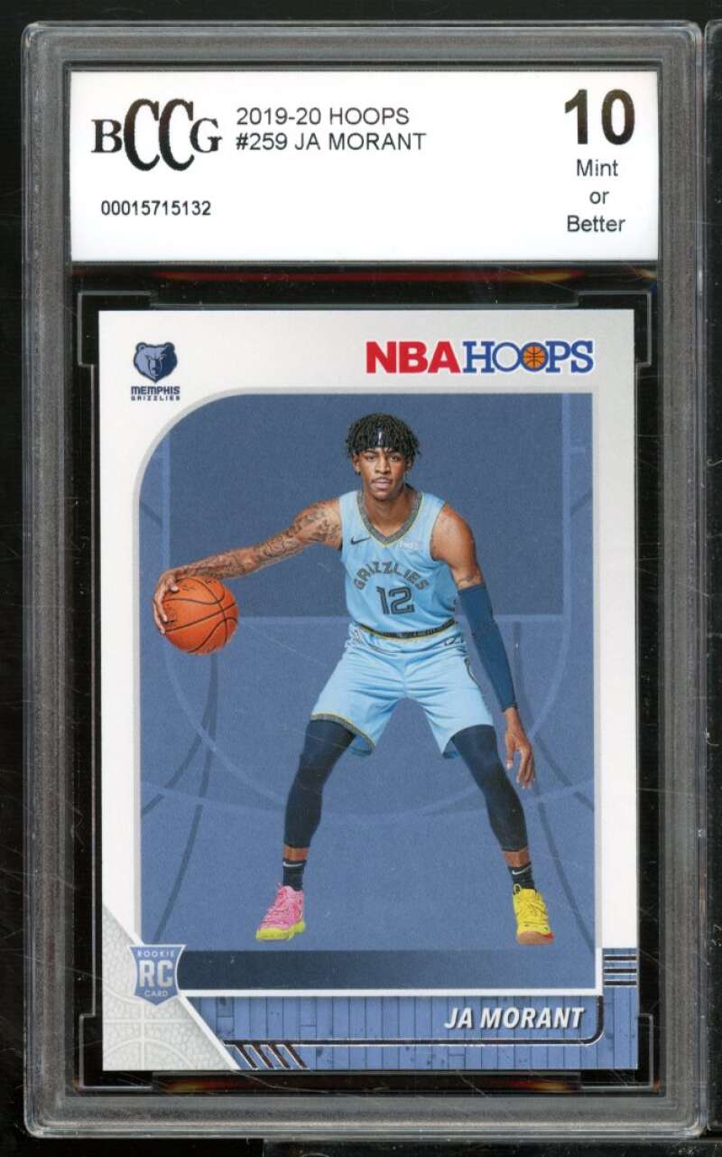 Ja Morant Rookie Card 2019-20 Hoops #259 BGS BCCG 10 Image 1