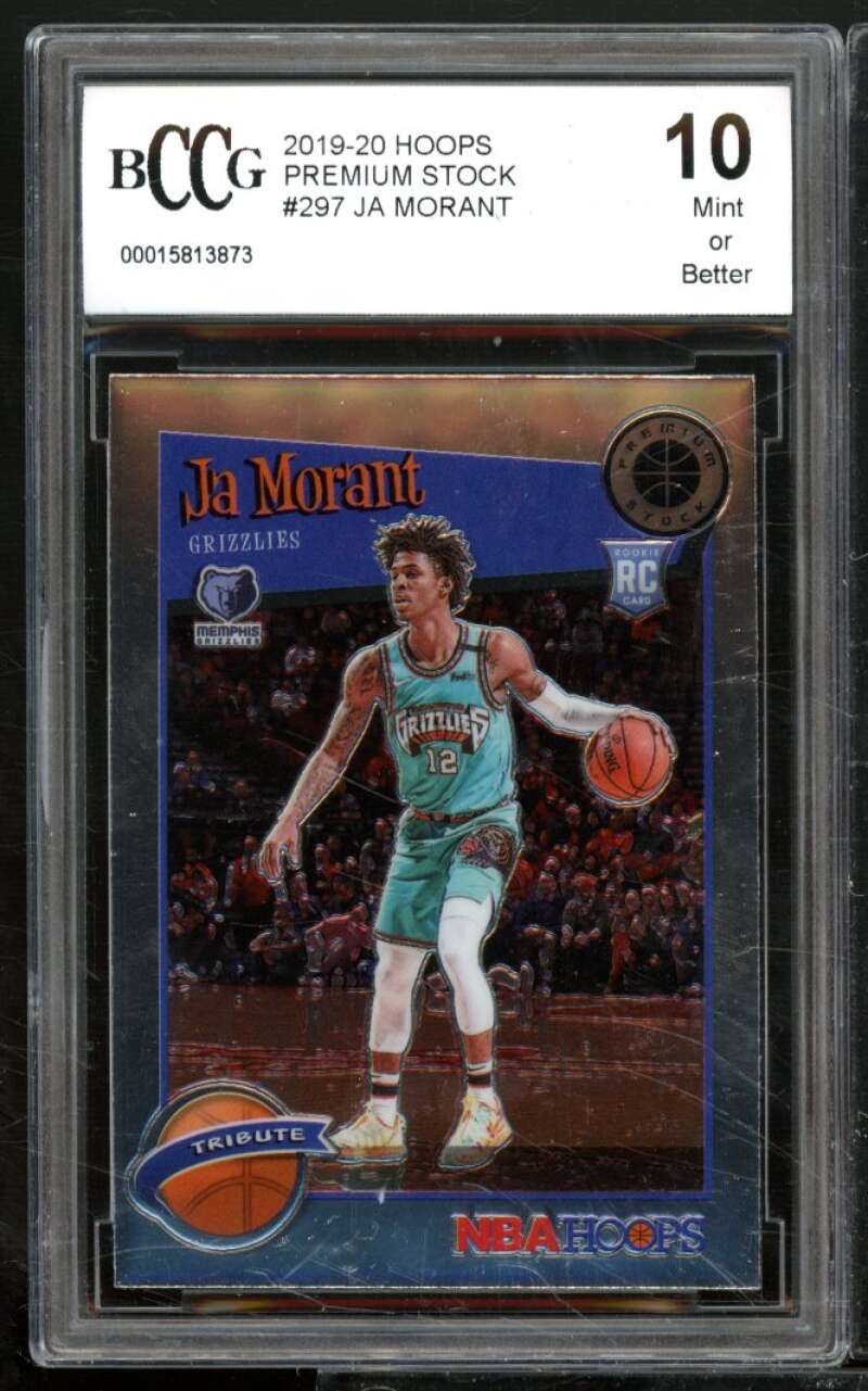 Ja Morant Rookie Card 2019-20 Hoops Premium Stock #297 BGS BCCG 10 Image 1