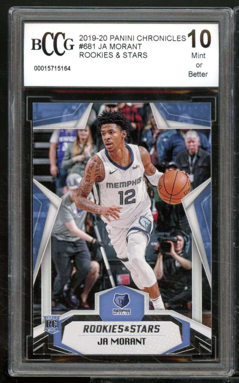 Ja Morant Rookie Card 2019-20 Panini Chronicles #681 BGS BCCG 10 Image 1