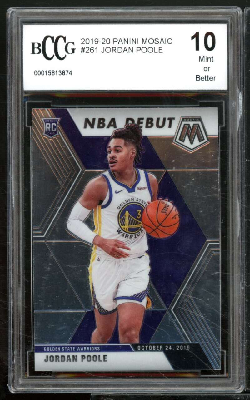 Jordan Poole Rookie Card 2019-20 Panini Mosaic #261 BGS BCCG 10 Image 1