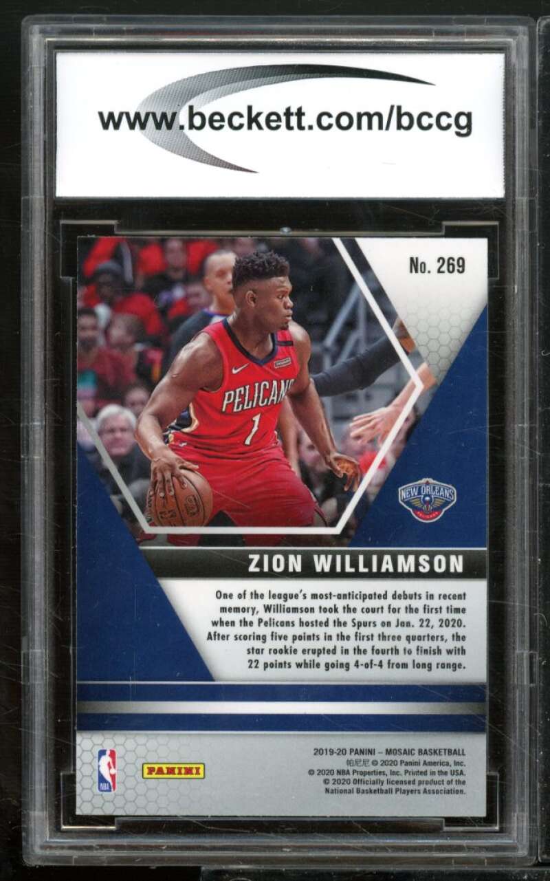 Zion Williamson Rookie Card 2019-20 Panini Mosaic #269 BGS BCCG 10 Image 2