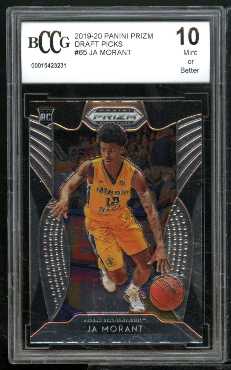 Ja Morant Rookie Card 2019-20 Panini Prizm Draft Picks #65 BGS BCCG 10 Image 1