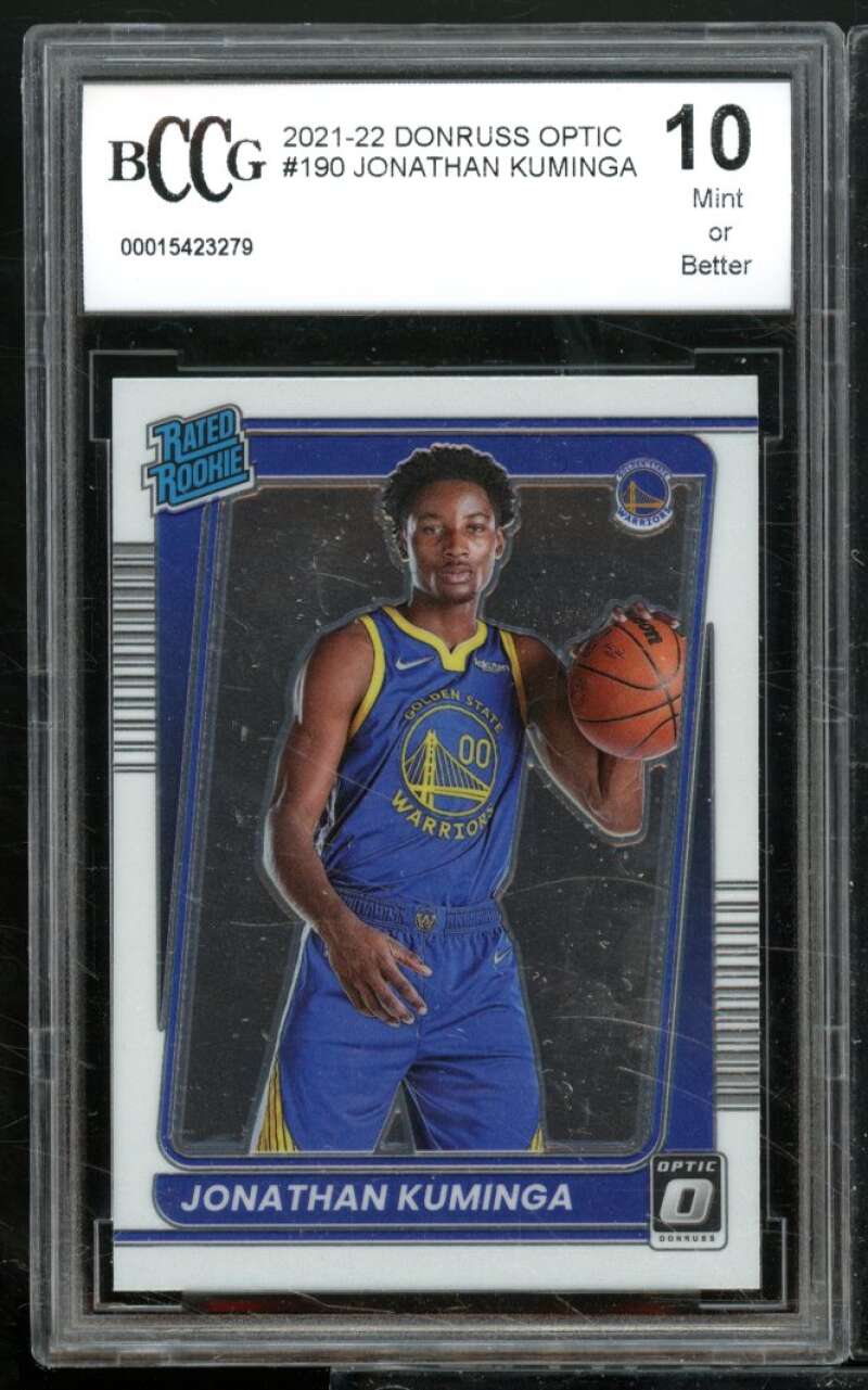 Jonathan Kuminga Rookie Card 2021-22 Donruss Optic #190 BGS BCCG 10 Image 1