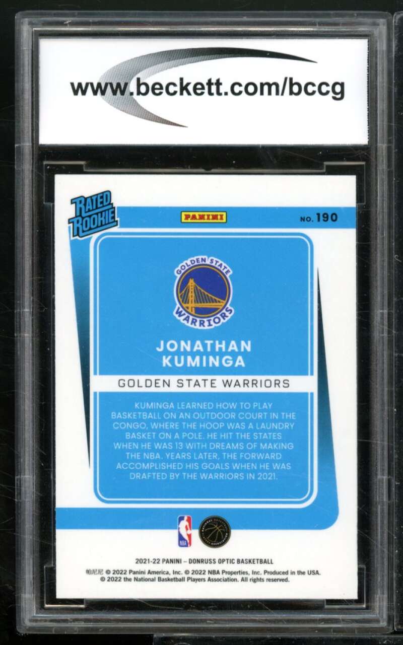 Jonathan Kuminga Rookie Card 2021-22 Donruss Optic #190 BGS BCCG 10 Image 2