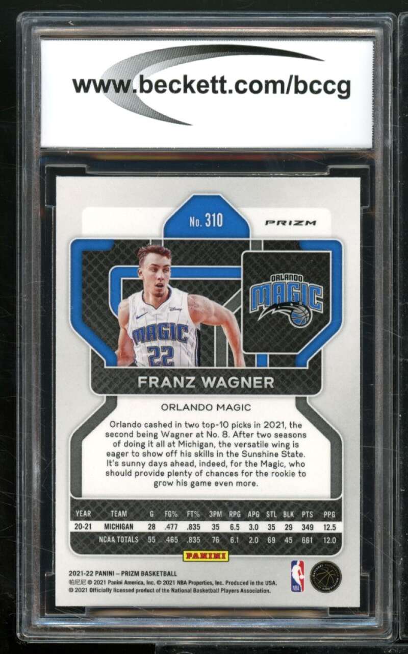 Franz Wagner Card 2021-22 Panini Prizm Prizms Ice #310 PSA 10 Image 2