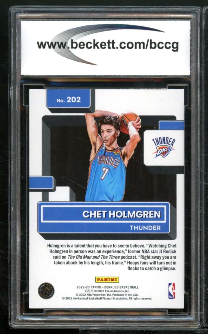 Chet Holmgren Rookie Card 2022-23 Donruss #202 BGS BCCG 10 Image 2