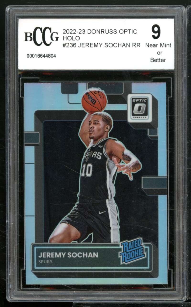 Jeremy Sochan Rookie Card 2022-23 Donruss Optic Holo #236 BGS BCCG 9 Image 1