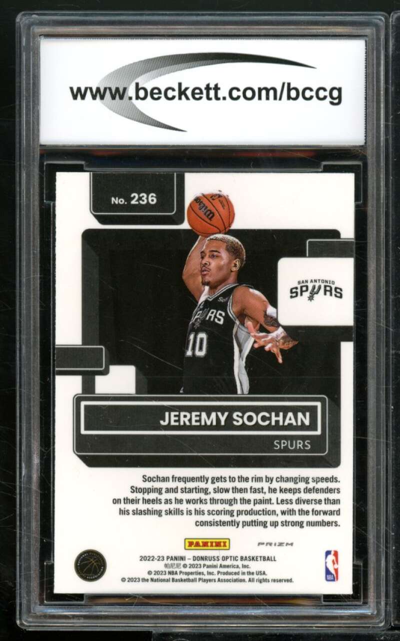 Jeremy Sochan Rookie Card 2022-23 Donruss Optic Holo #236 BGS BCCG 9 Image 2