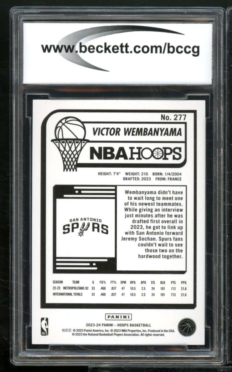 Victor Wembanyama Rookie Card 2023-24 Hoops #277 BGS BCCG 9 Image 2