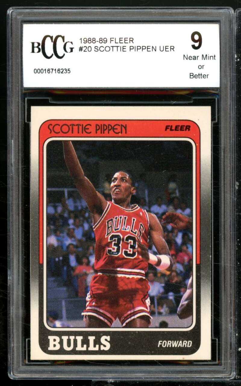 1988-89 Fleer #20 Scottie Pippen Rookie Card BGS BCCG 9 Near Mint+ Image 1