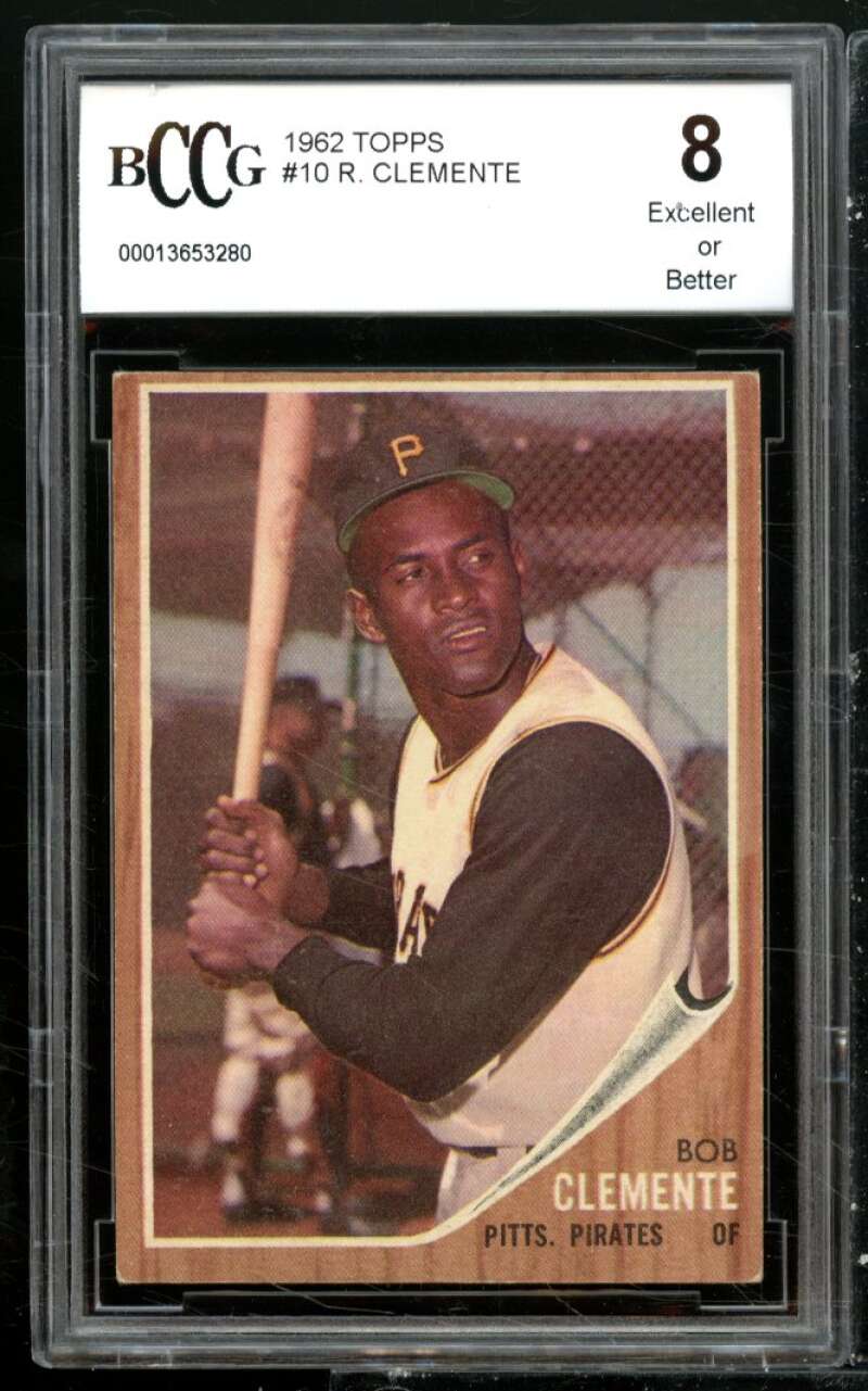 1962 Topps #10 Roberto Clemente Card BGS BCCG 8 Excellent+ Image 1