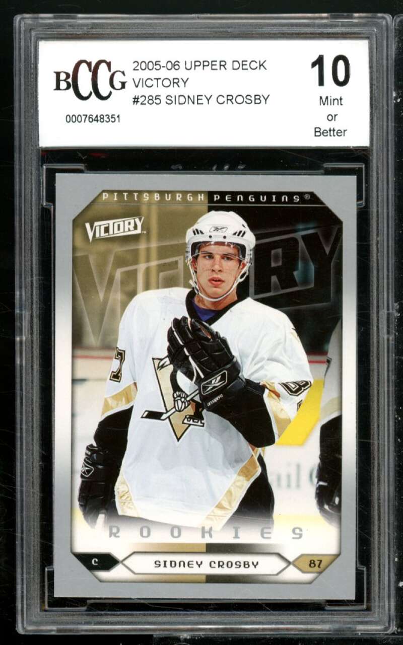 2005-06 Upper Deck Victory #285 Sidney Crosby Rookie Card BGS BCCG 10 Mint+ Image 1