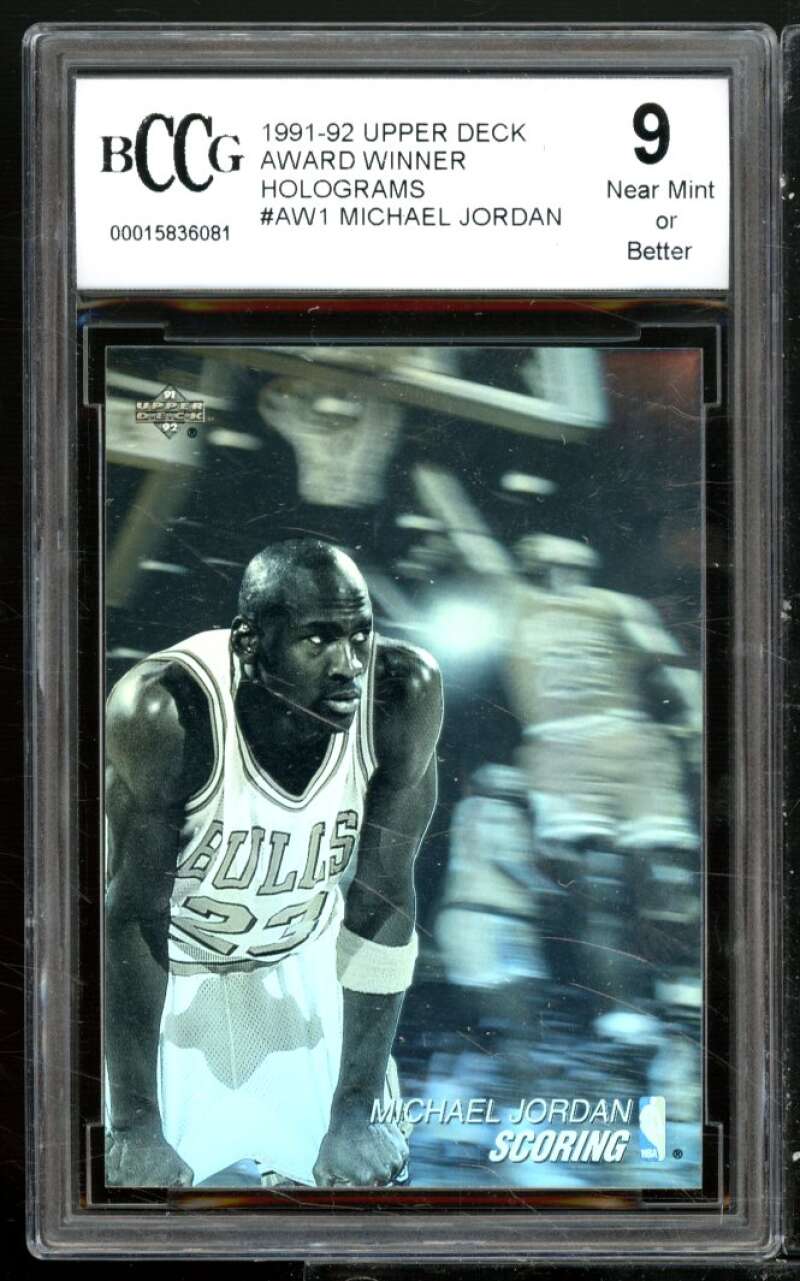 Michael Jordan Card 1991-92 Upper Deck Award Winner Holograms #AW1 BGS BCCG 9 Image 1