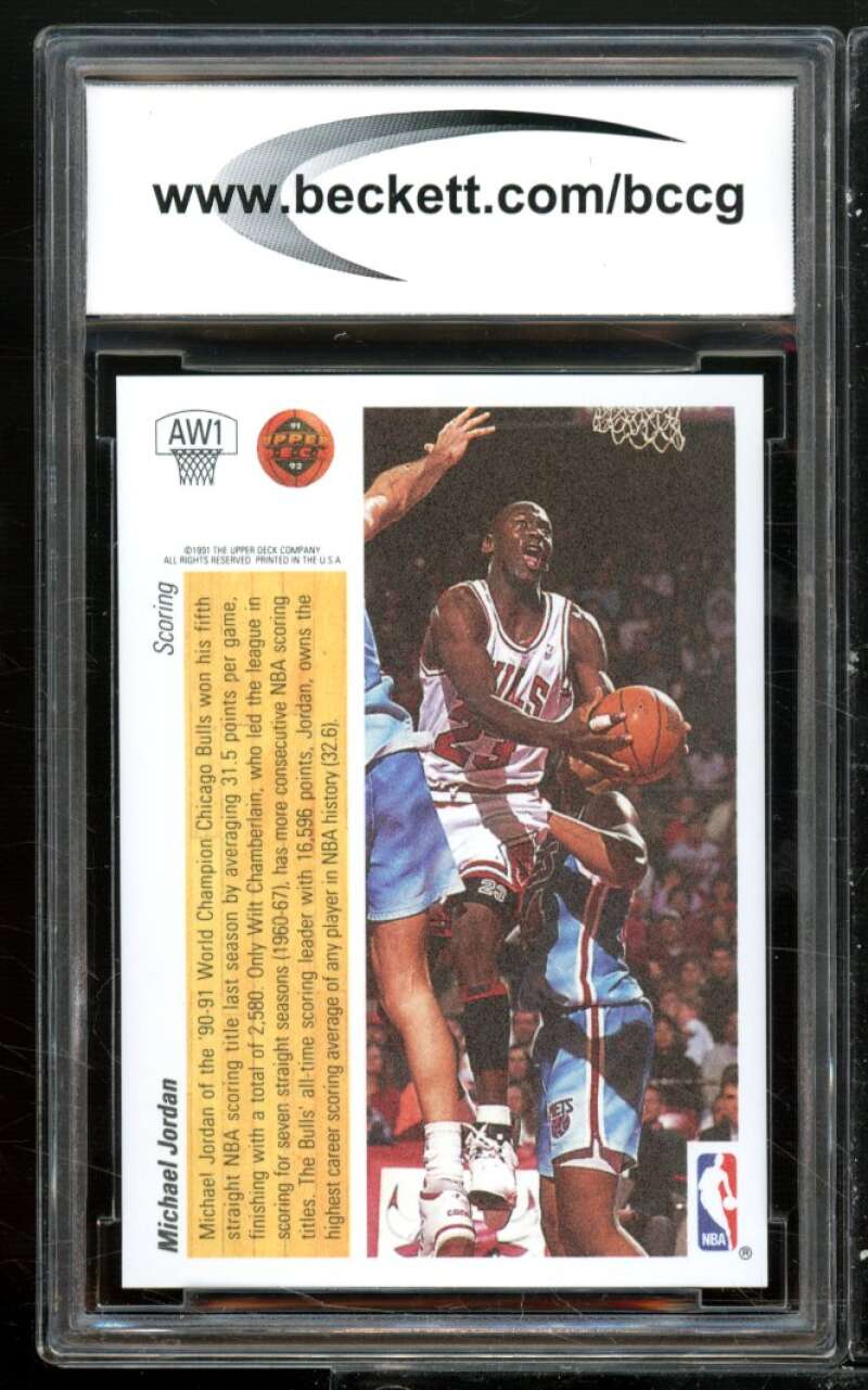 Michael Jordan Card 1991-92 Upper Deck Award Winner Holograms #AW1 BGS BCCG 9 Image 2