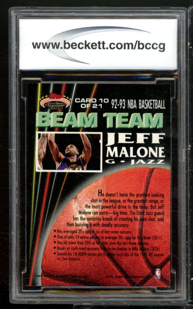 Jeff Malone Card 1992-93 Stadium Club Members Only Parallel #Bt10 BGS BCCG 10 Image 2