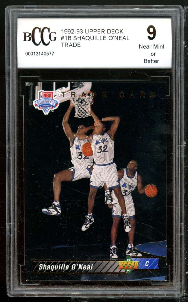 Shaquille O'Neal Rookie Card 1992-93 Upper Deck #1B Trade BGS BCCG 9 Image 1