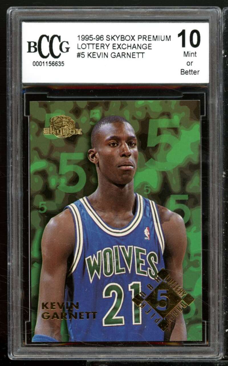 Kevin Garnett Rookie Card 1995-96 Skybox Premium Lottery Exchange #5 BGS BCCG 10 Image 1