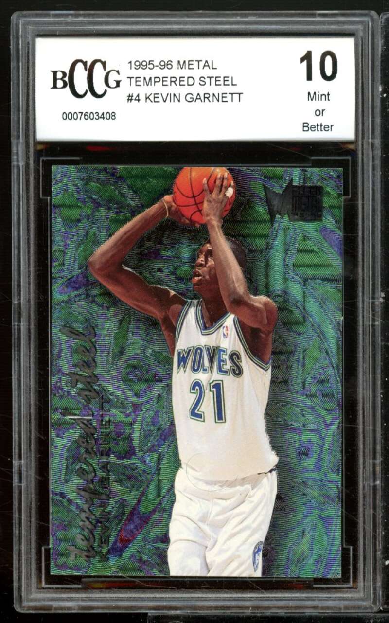 Kevin Garnett Rookie Card 1995-96 Metal Tempered Steel #4 BGS BCCG 10 Image 1