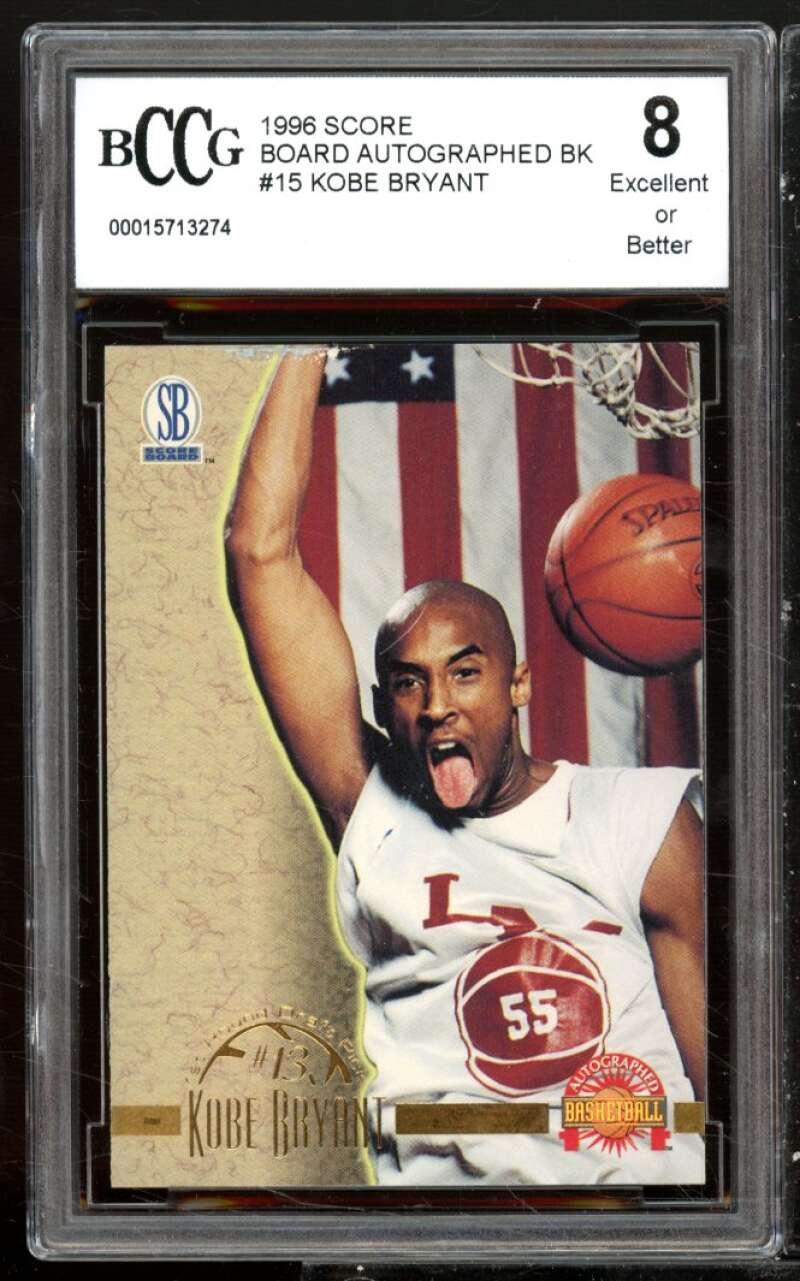 Kobe Bryant Rookie Card 1996 Score Board Autographed BK #15 BGS BCCG 8 Image 1