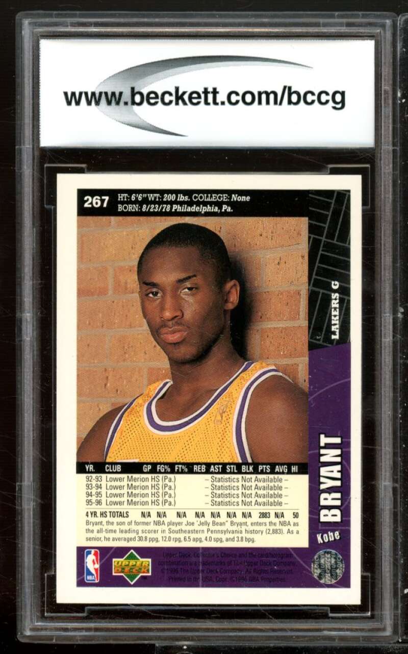 Kobe Bryant Rookie Card 1996-97 Coll's Choice #267 BGS BCCG 8 Image 2