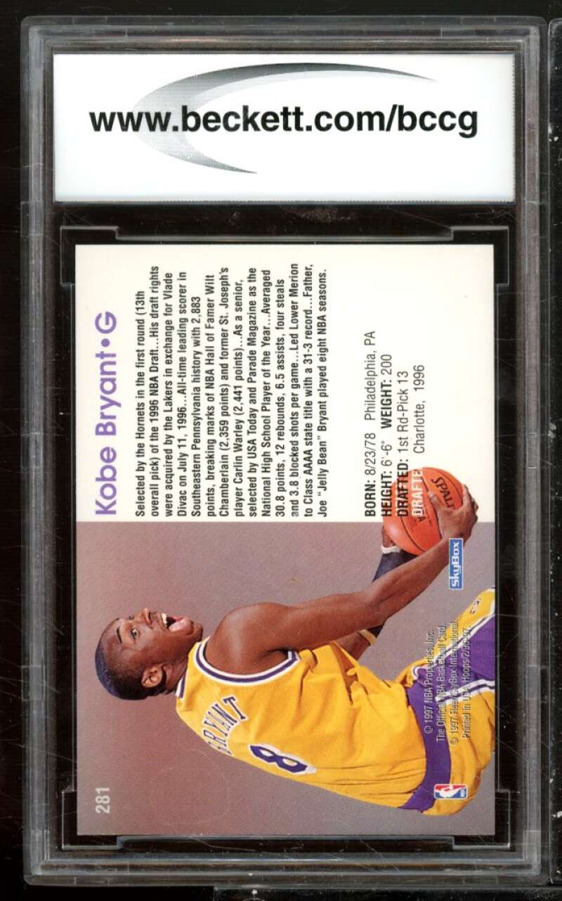 Kobe Bryant Rookie Card 1996-97 Hoops #281 BGS BCCG 9 Image 2