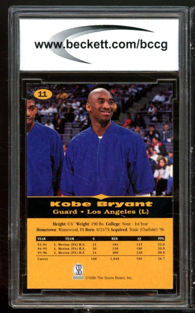 Kobe Bryant Rookie Card 1996-97 SB All Sport PPF #11 BGS BCCG 9 Image 2